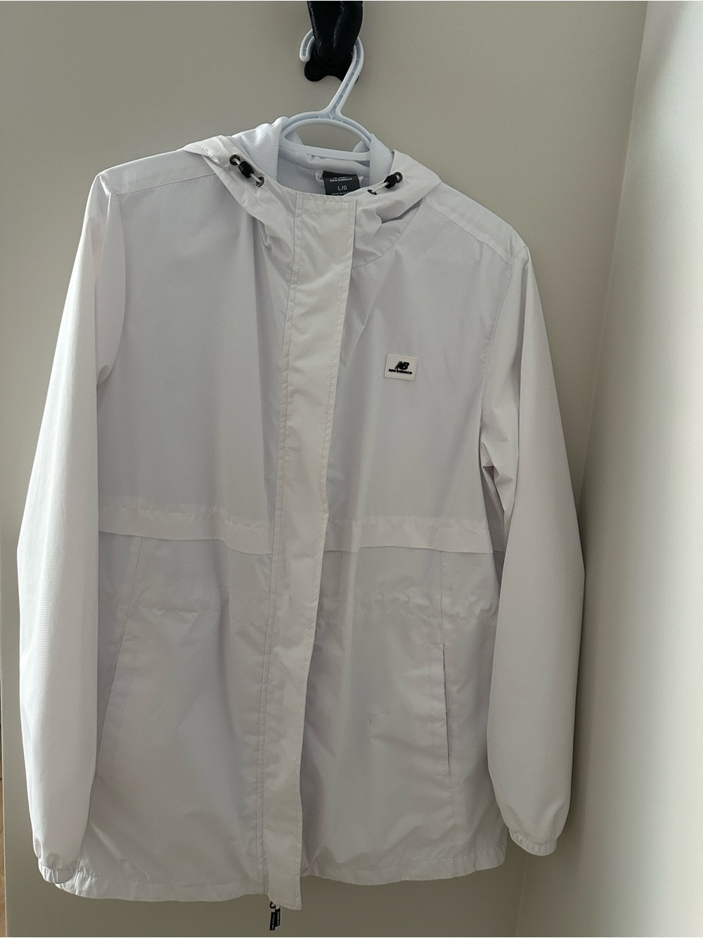New Balance White Hooded Rain Jacket